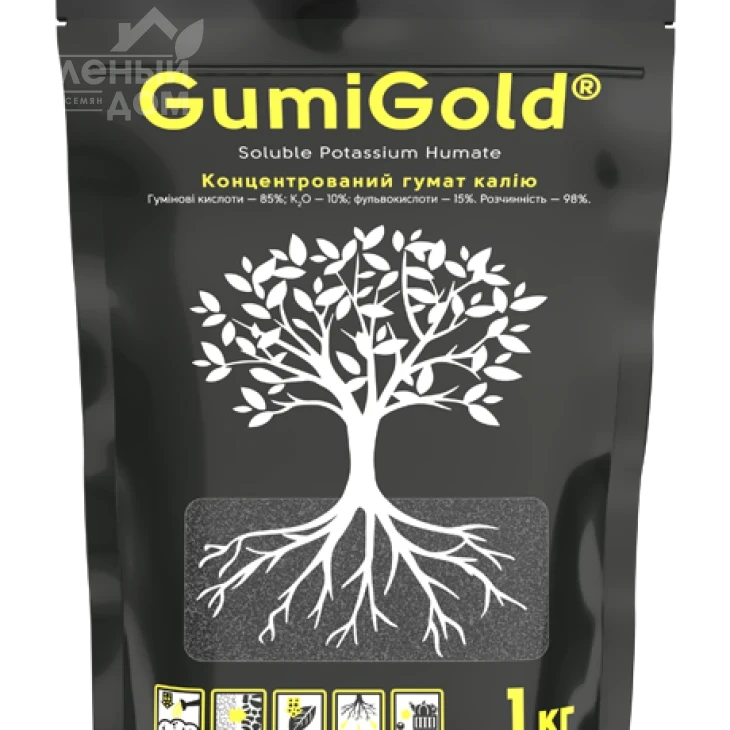 ГумиГолд / GumiGold - концентрированный гумат калия, рН - 9-10 фото 1